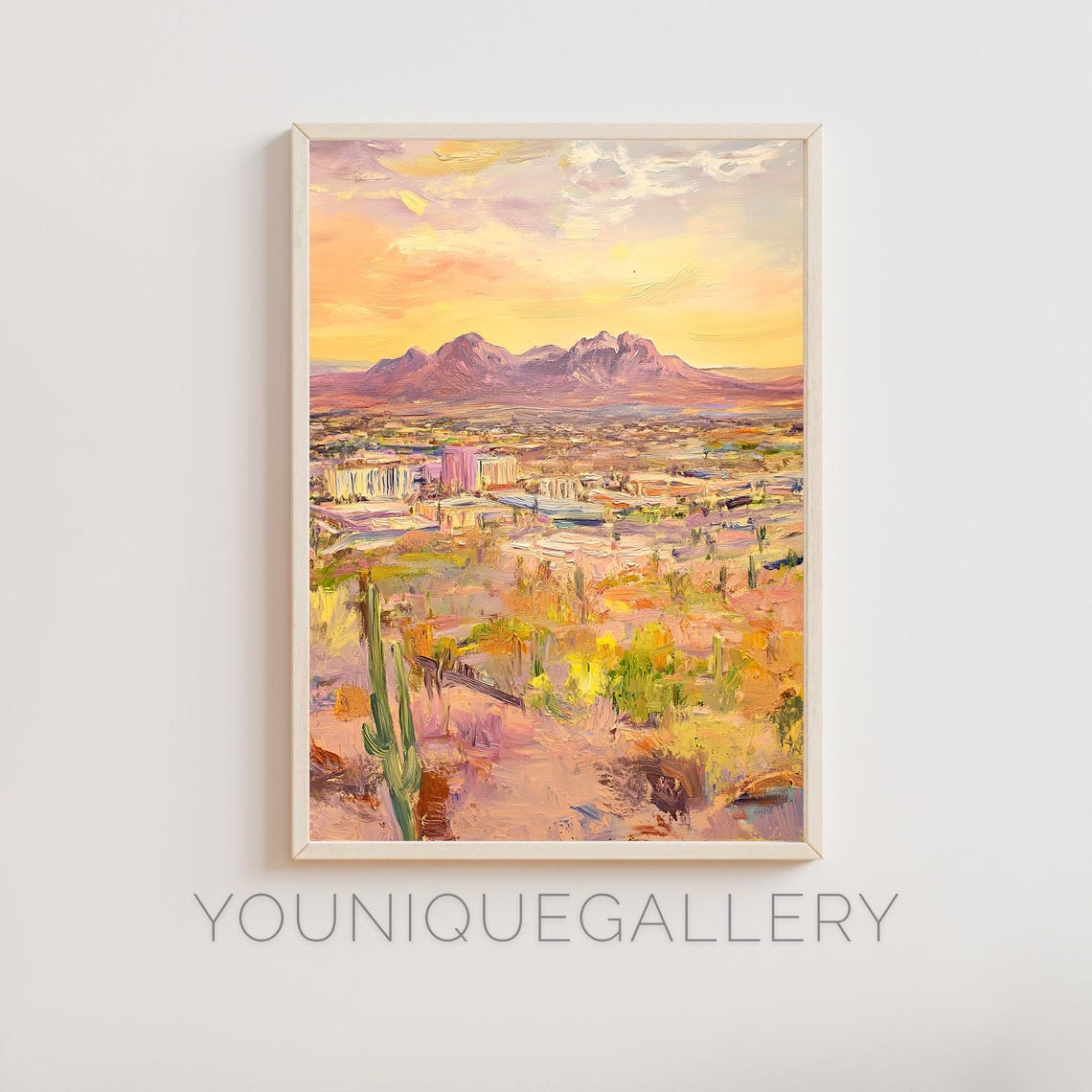 Mesa Arizona Desert Sunset Mountain Southwest Oil Painting Poster