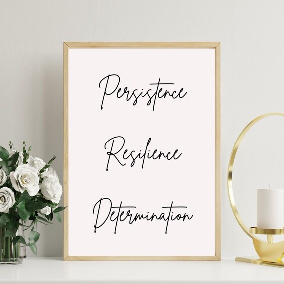 Persistence Resilience Determination Script Word Quote Poster