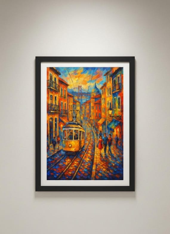 Lisbon Cityscape Art Print Vibrant Portugal Travel Poster