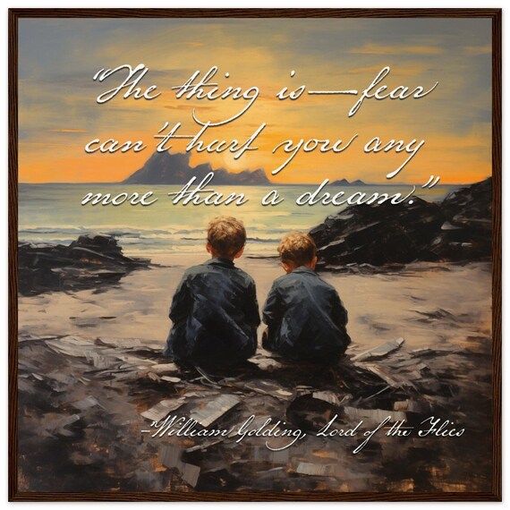 Lord of the Flies Fear Dream Quote Two Boys Beach Sunset Poster