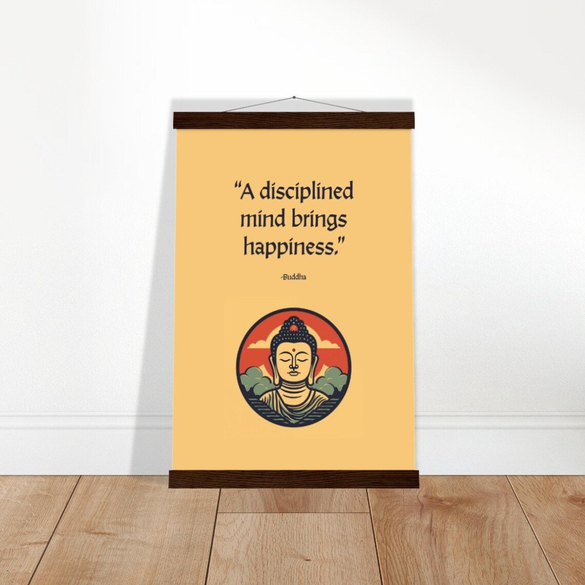 Buddha Quote Poster "A Disciplined Mind Brings Happiness" Goldenrod Zen - Image 4