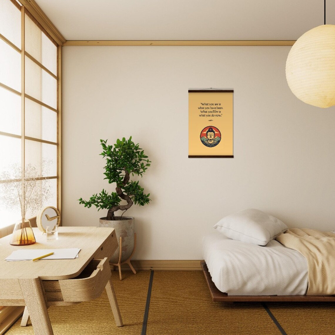 Buddha Quote Poster "What You'll Be Is What You Do Now" Goldenrod Zen Design - Image 2