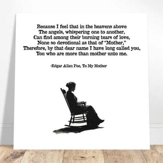 Edgar Allan Poe To My Mother Poster Unique Mothers Day Gift Ideas For Mom Poetry Wall Art
