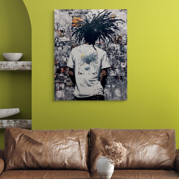 Bold Urban Reflections Dreadlock Portrait In Abstract Graffiti Style Print And