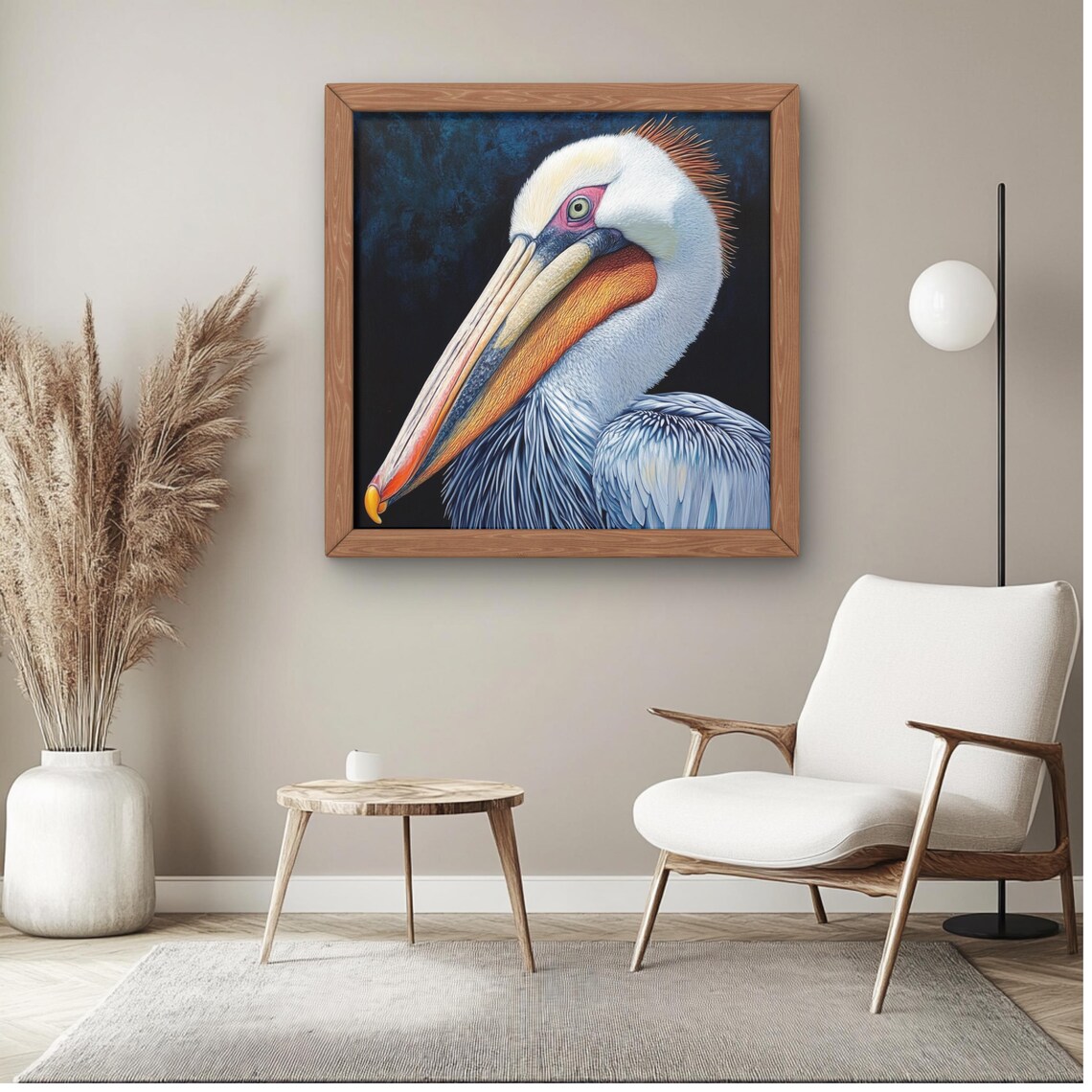 Abstract Pelican Art Print, Coastal Bird Poster