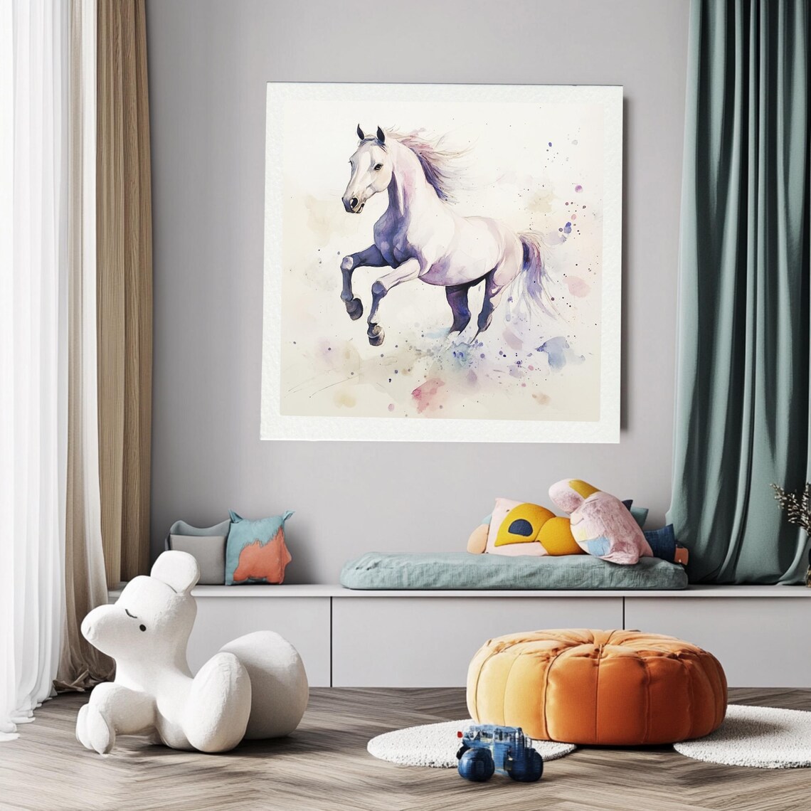 Horse Watercolor Animal Print, Nursery Decor - Image 5