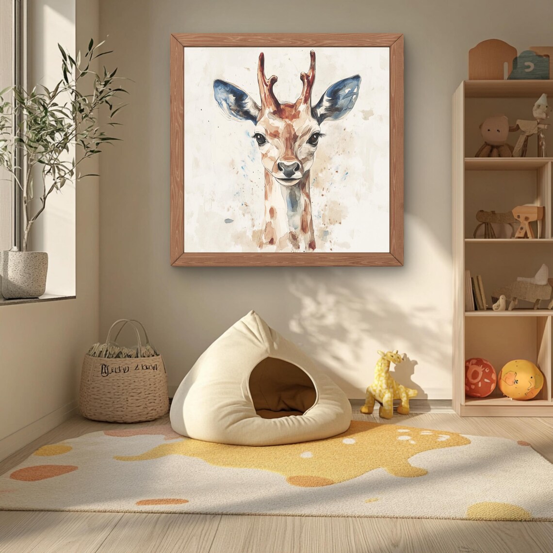 Deer Watercolor Animal Print, Nursery Decor
