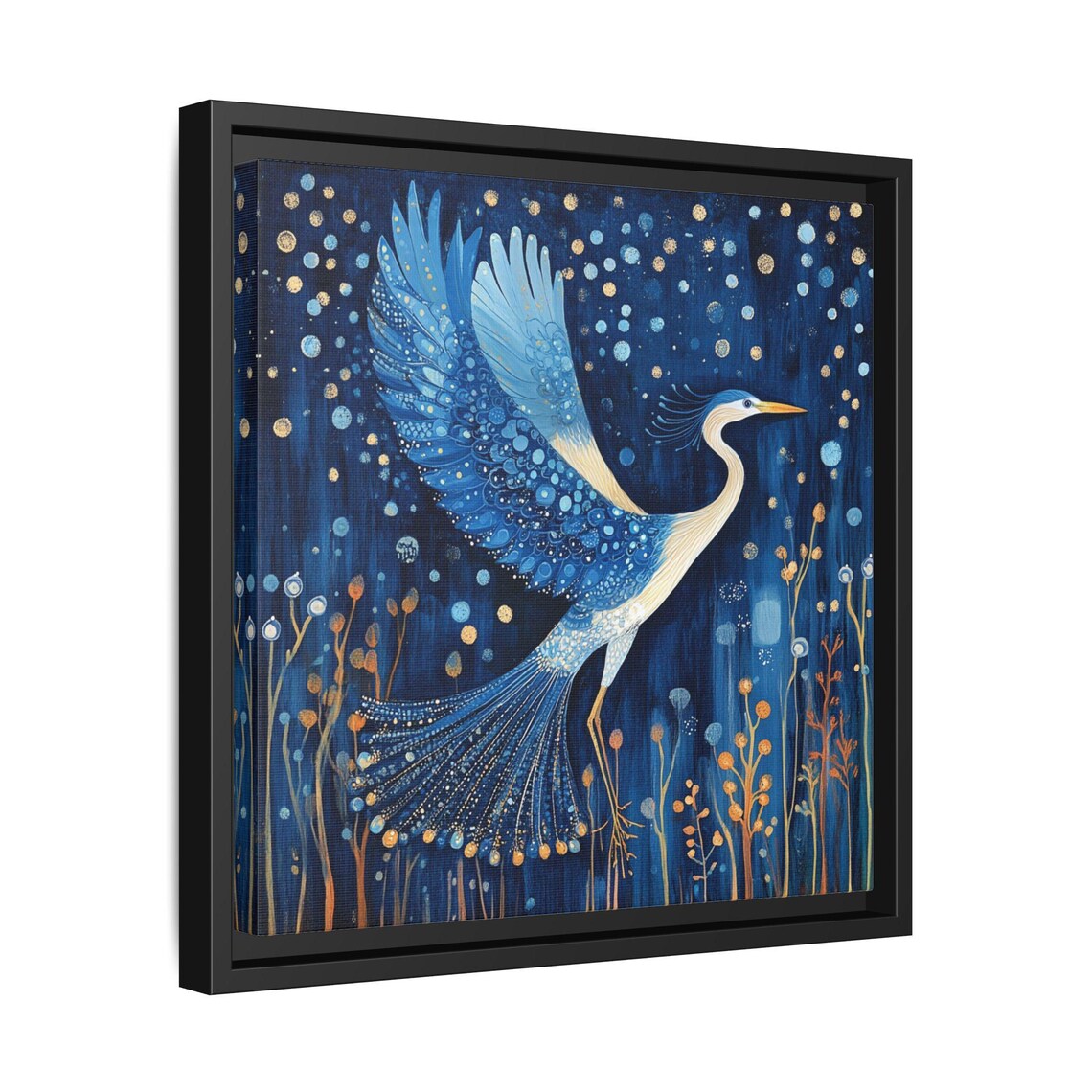Blue Heron Whimsical Art Nouveau Wall Art Print - Image 2