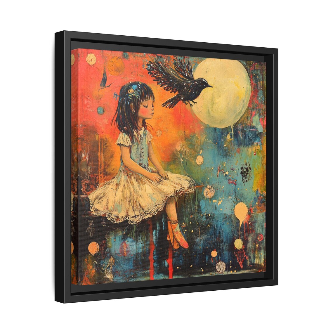 Vintage Abstract Bird And Girl, Nursery Decor - Image 2