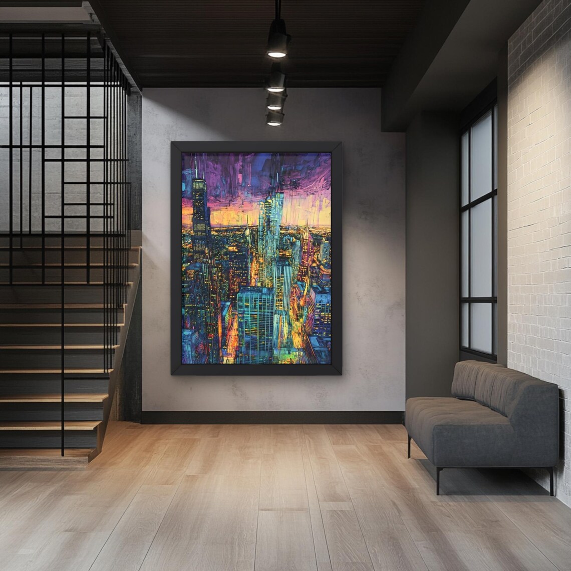 Chicago Skyline Abstract Art, Gift for Chicago Lover - Image 3