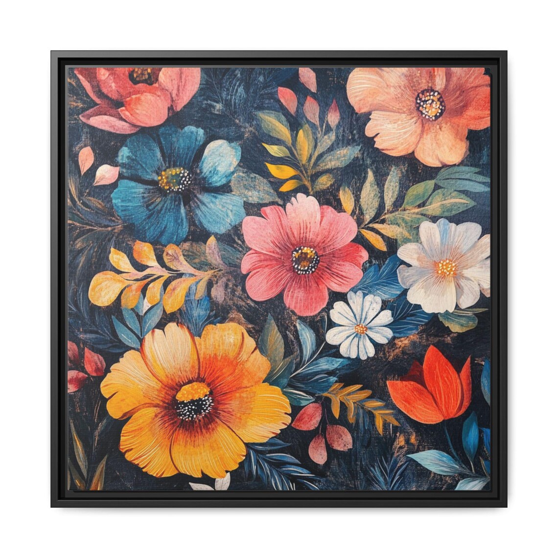 Mid Century Boho Floral Abstract Painting - Image 5
