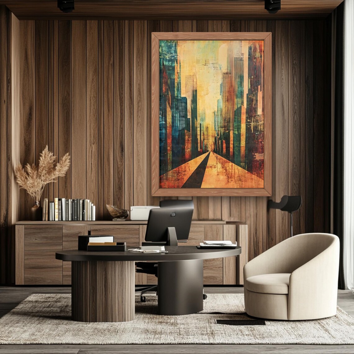 Vintage Chicago Skyline Art, Gift for Art Lover