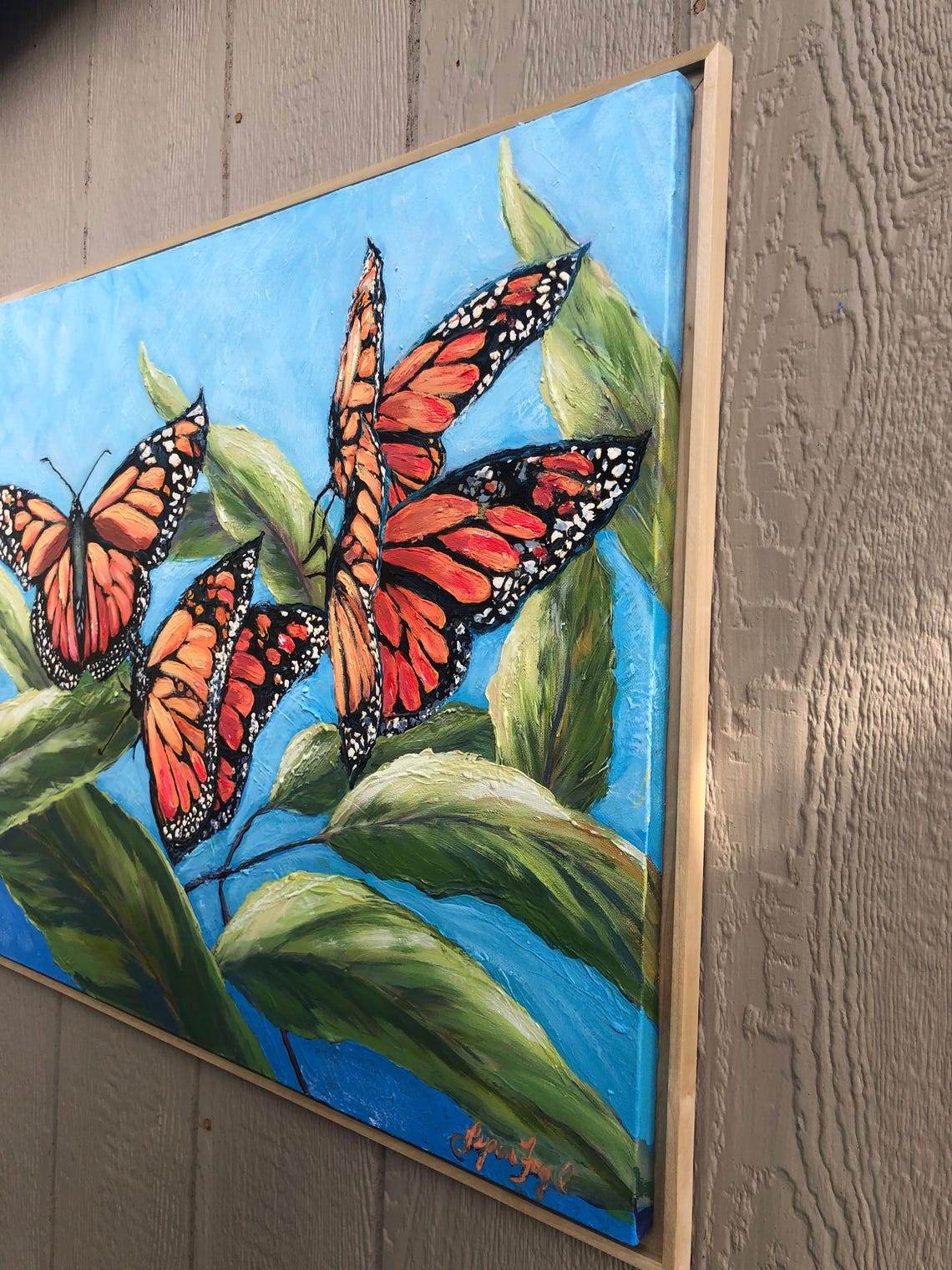 Monarch Butterflies Original 24x30 Oil Painting Framed Butterfly Painting On Framed - Image 5