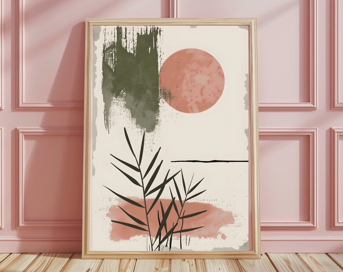 Japandi Abstract Terracotta Sun with Brushstroke Minimal Poster