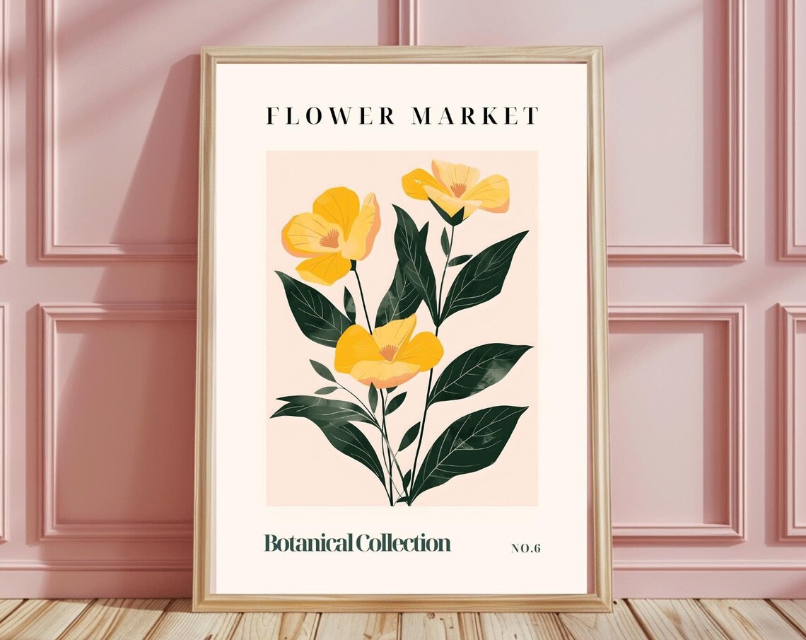 Modern Flower Market Botanical Collection No.6 Yellow Blooms Art Print