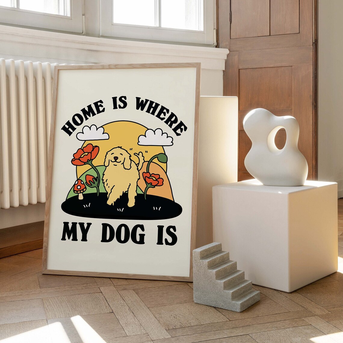 Cute Dog Print, Retro Labrador Home Poster - Image 3