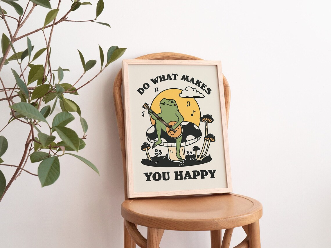 Banjo Frog Vintage Mushroom Illustration Art Print - Image 4