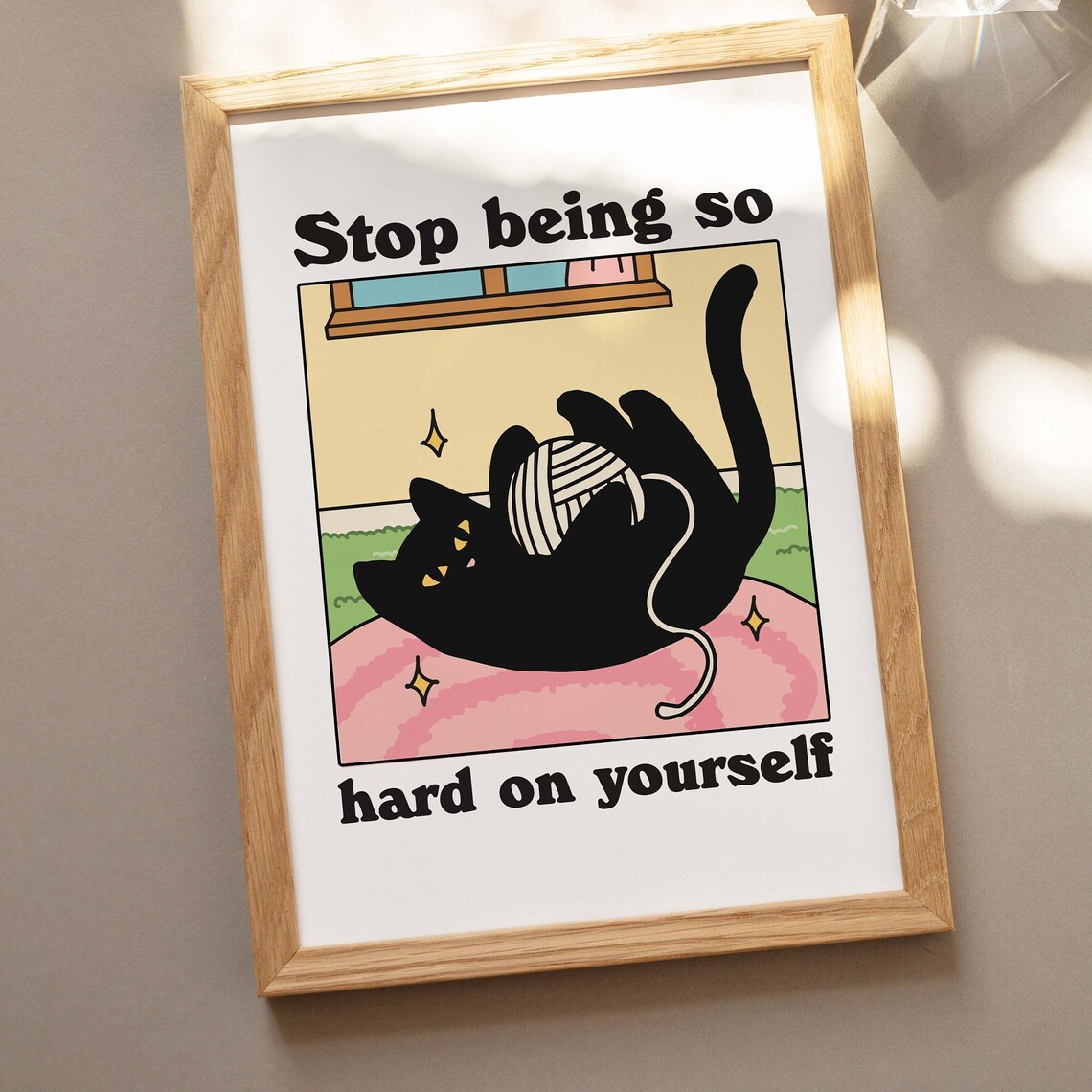 Colorful Cat Quote Poster, Retro Bistro Decor - Image 2