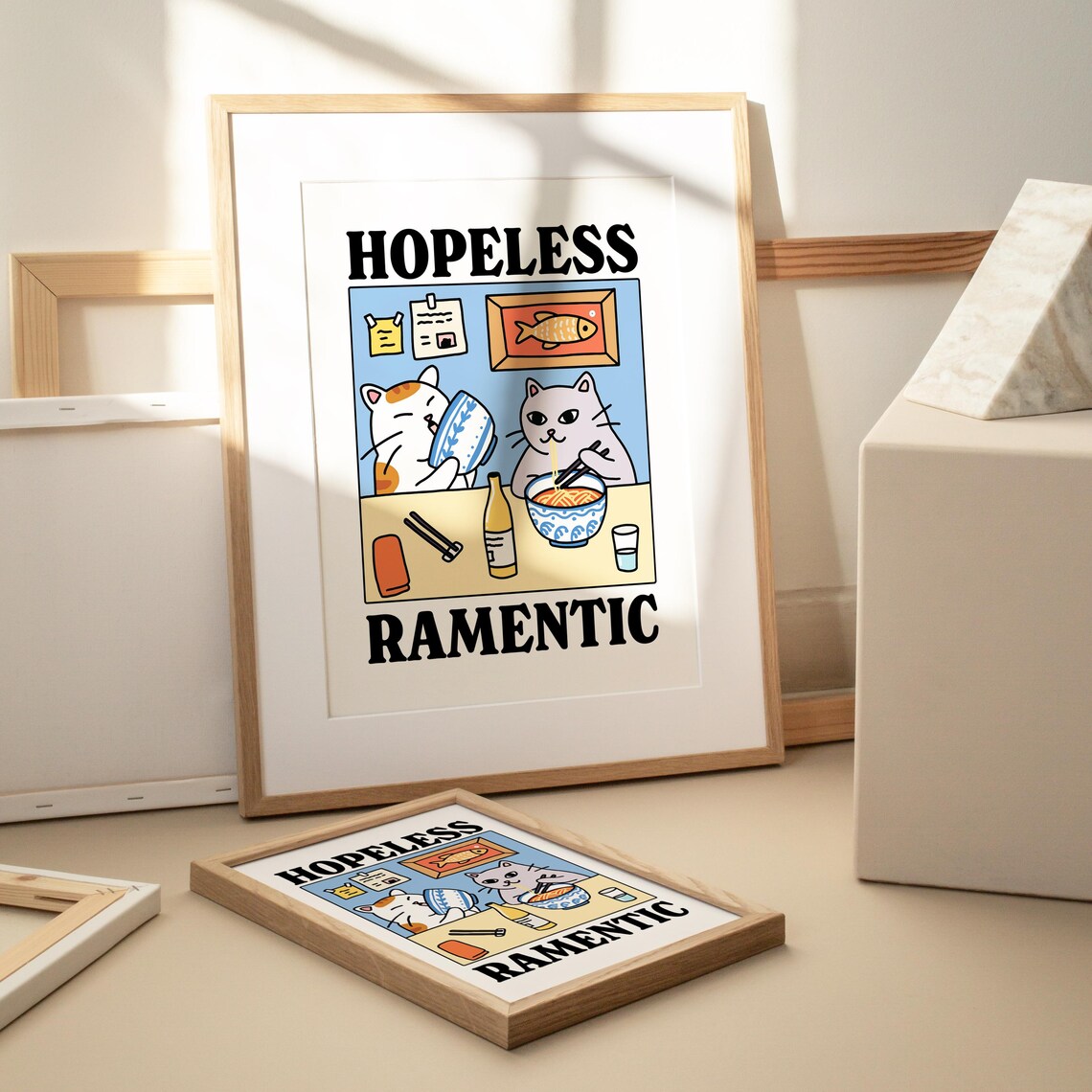 Hopelessly Ramentic Cat Retro Kitchen Art Print - Image 2