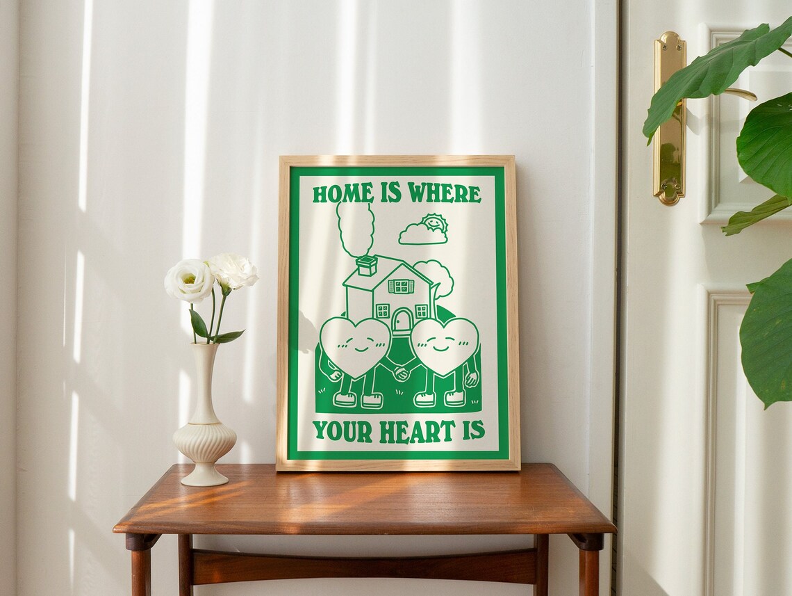 Home Is Where Your Heart Is Cute Cottage House Hearts Quote Poster - Image 2