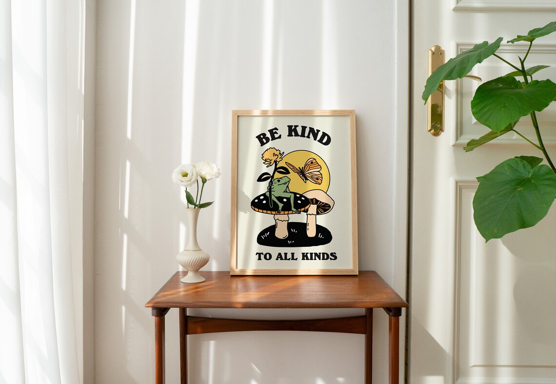 Retro Frog And Butterfly Poster Print, Room Decor - Image 2