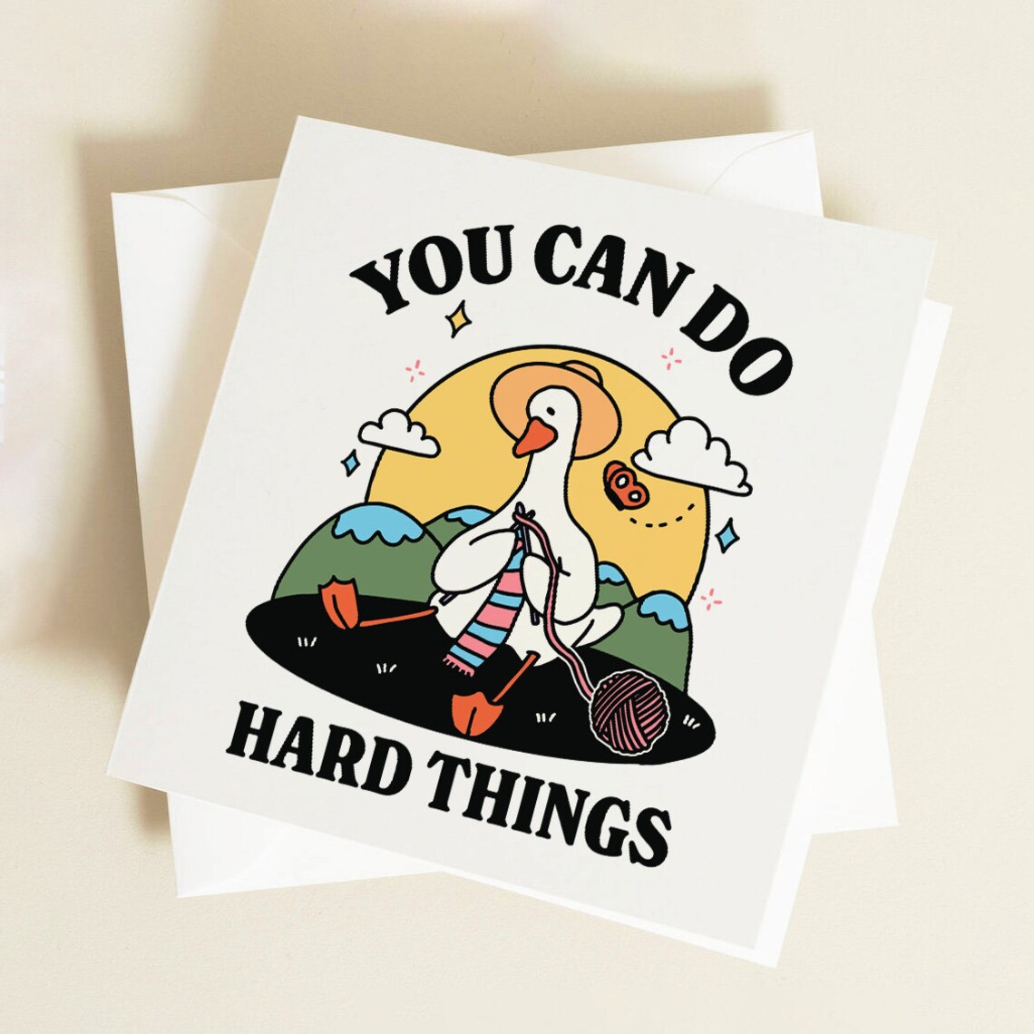 You Can Do Hard Things Goose Card Encouragement Positive Quote Greeting Card - Image 2