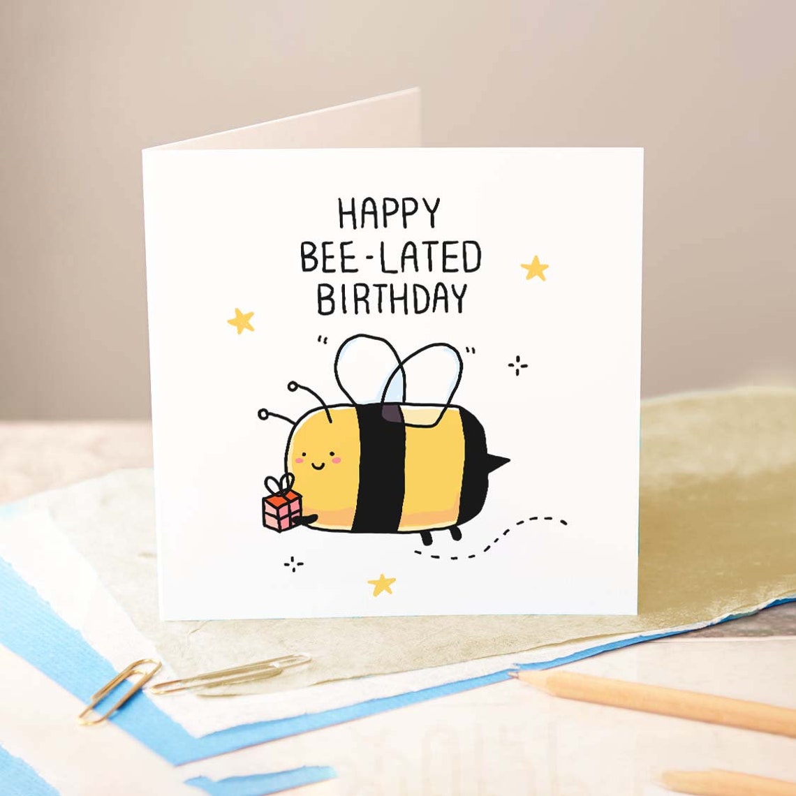 Happy Bee Lated Birthday Funny Belated Birthday Card With Cute Bee - Image 2