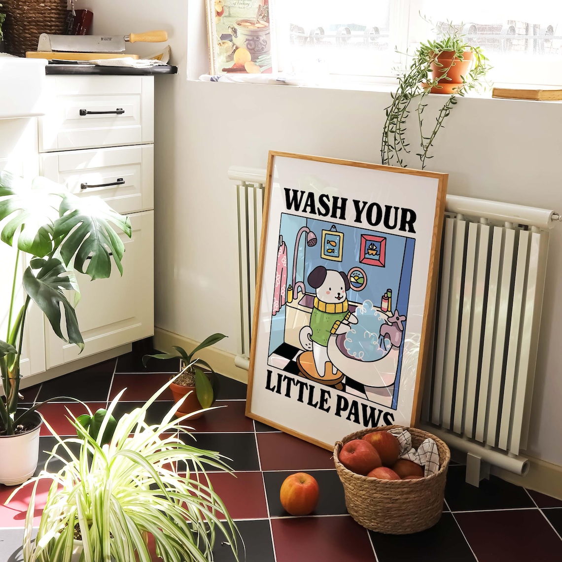 Wash Your Paws Dog Print, Cute Bathroom Poster - Image 3