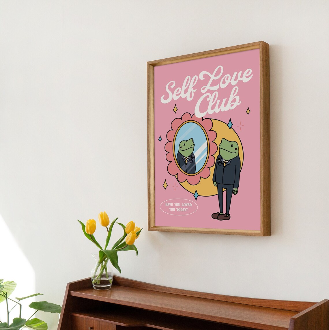 Self Love Club Frog Mirror Have You Loved You Today Pink Poster - Image 2