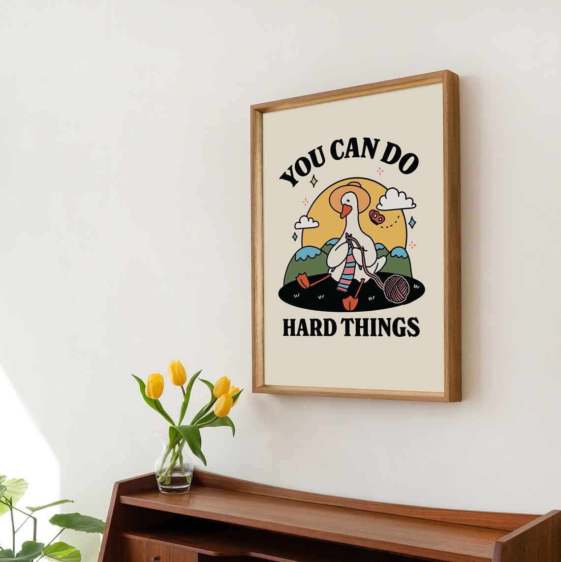 Cute Goose Motivation Quote Retro Style Art Print - Image 2