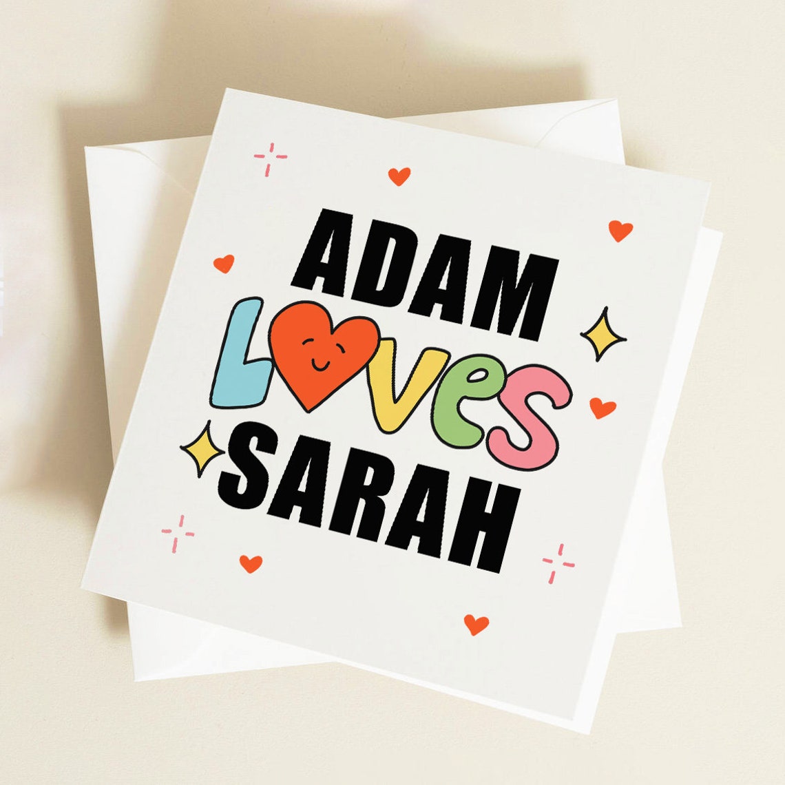 Personalised Couples Love Card Custom Names Anniversary Birthday Gift - Image 3
