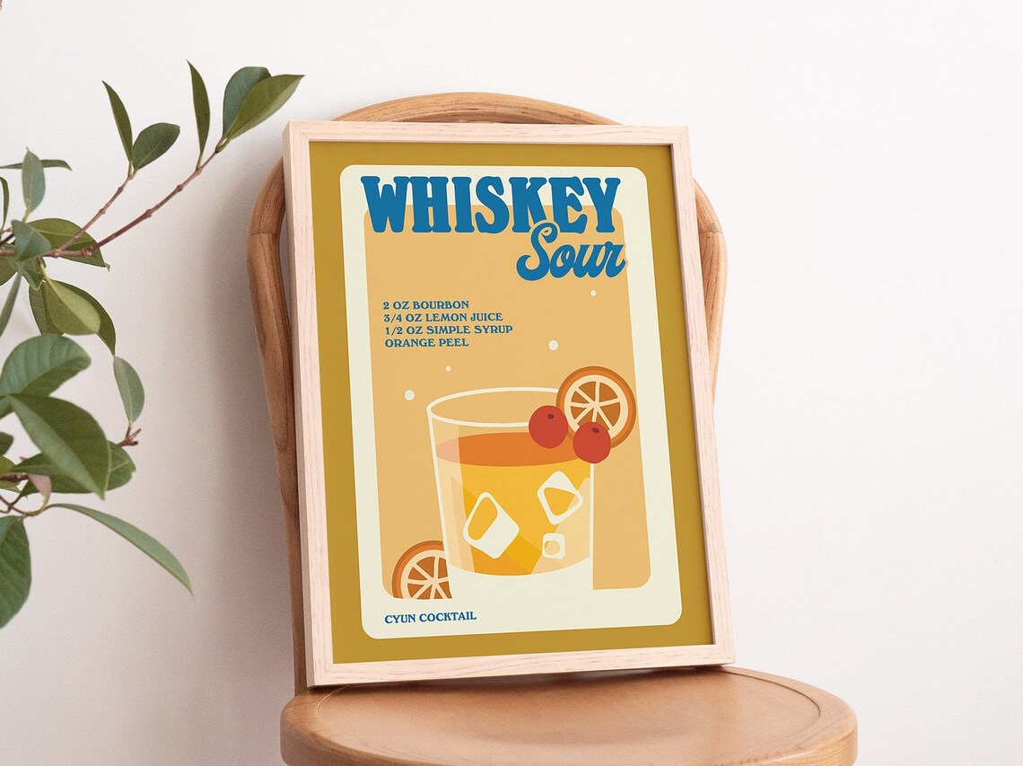 Whiskey Sour Minimalist Bar Decor Art Print - Image 3