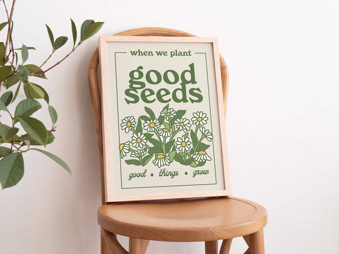 Botanical Happy Quote Print, Retro Wildflowers - Image 4