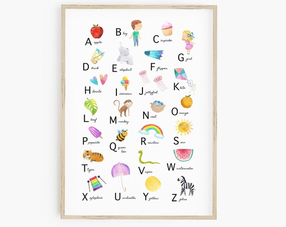 Rainbow Alphabet ABC Print, Preschool Classroom Decor