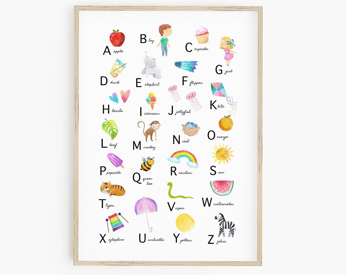 Rainbow Alphabet ABC Print, Preschool Classroom Decor