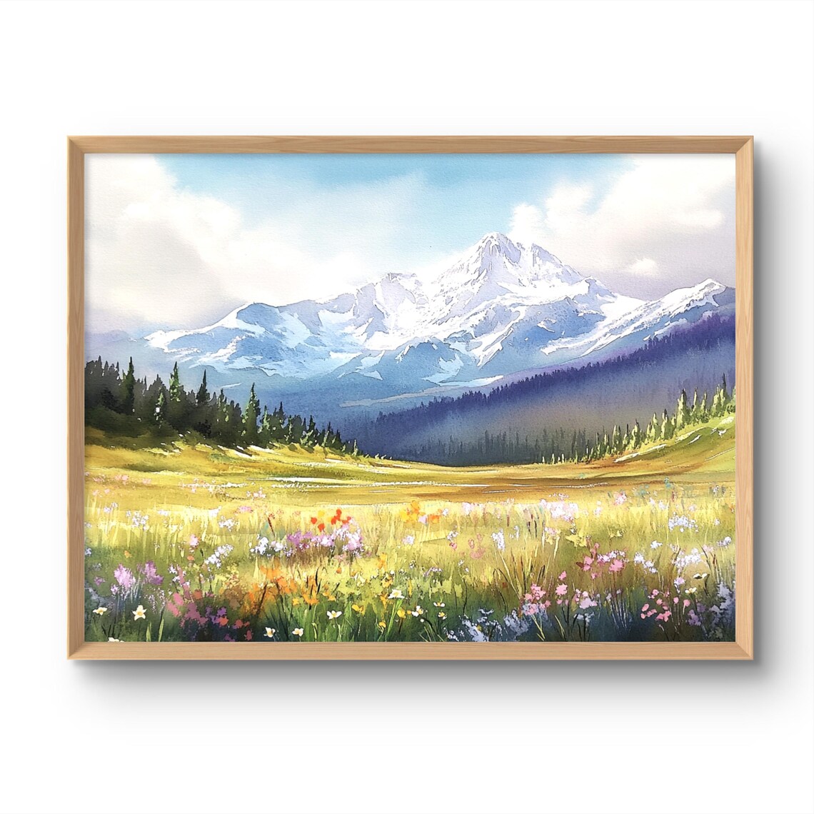 Rocky Mountains Watercolor Travel Poster, Colorado