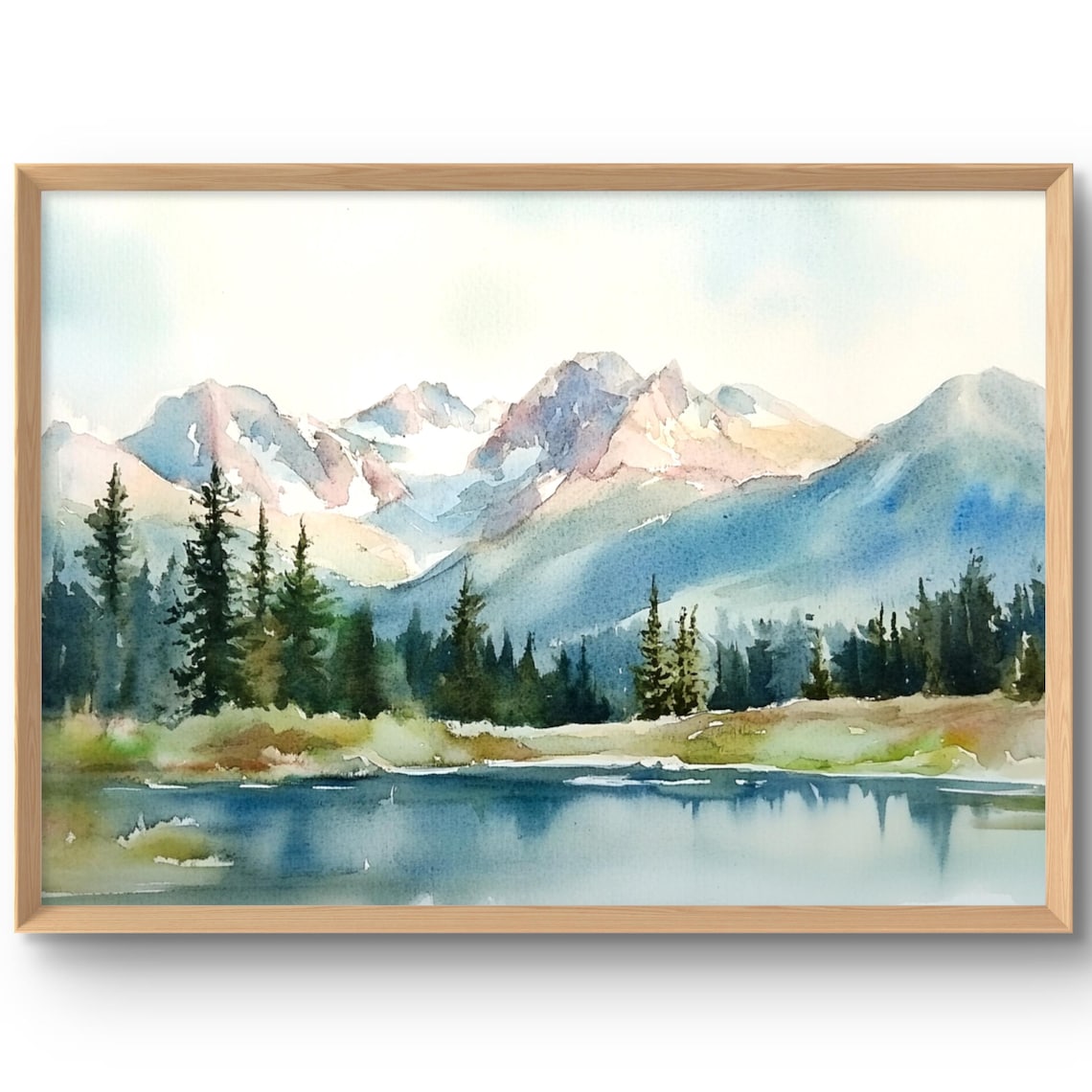 Rocky Mountains Art Print, Colorado Watercolor Style