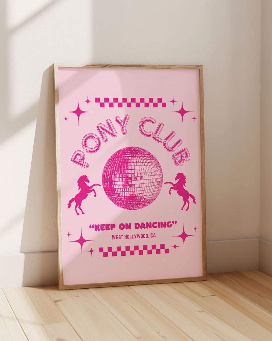 Pony Club Keep On Dancing Disco Ball Hot Pink Retro Wall Poster