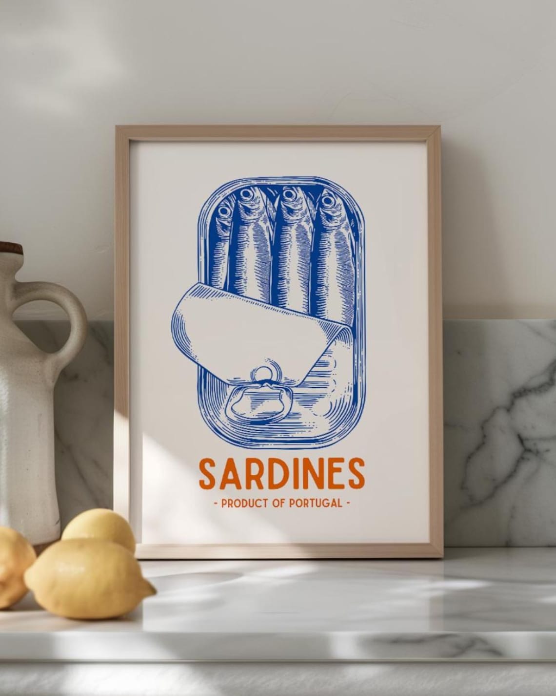 Sardines Tin Can Blue Engraving Product of Portugal Art Poster - Image 2