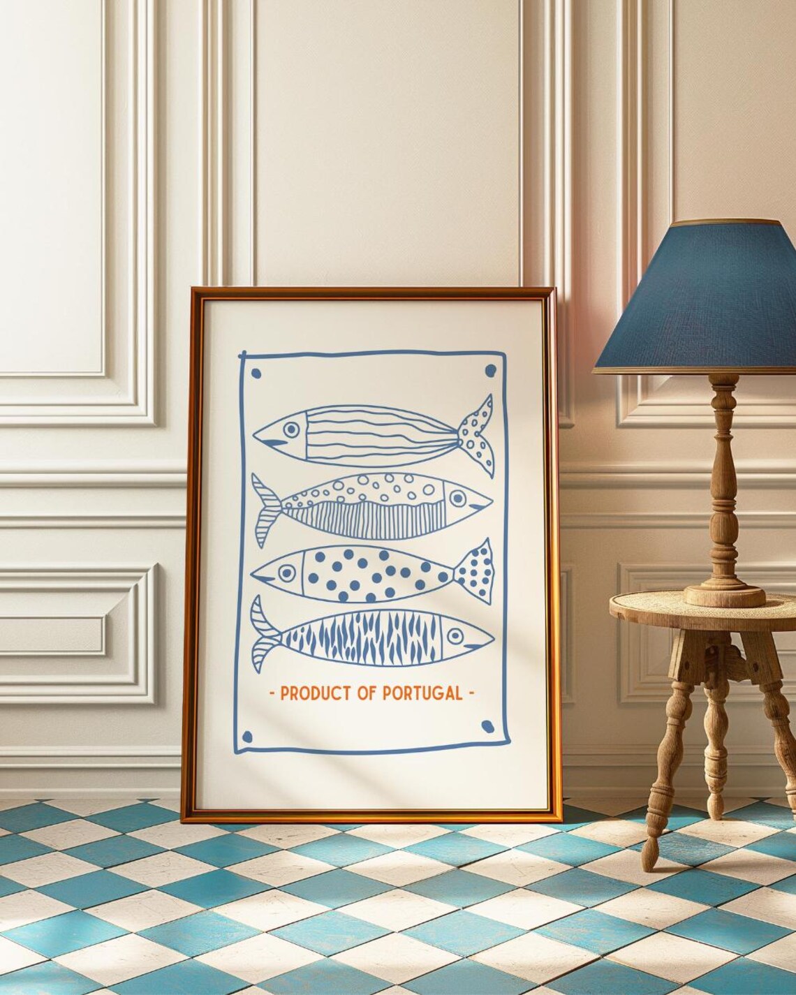 Sardines Print Portugal Poster Blue Wall Art Kitchen Decor Foodie Poster Tinned Fish Foodie Gifts Ocean Inspired Style Coastal Decor - Image 2