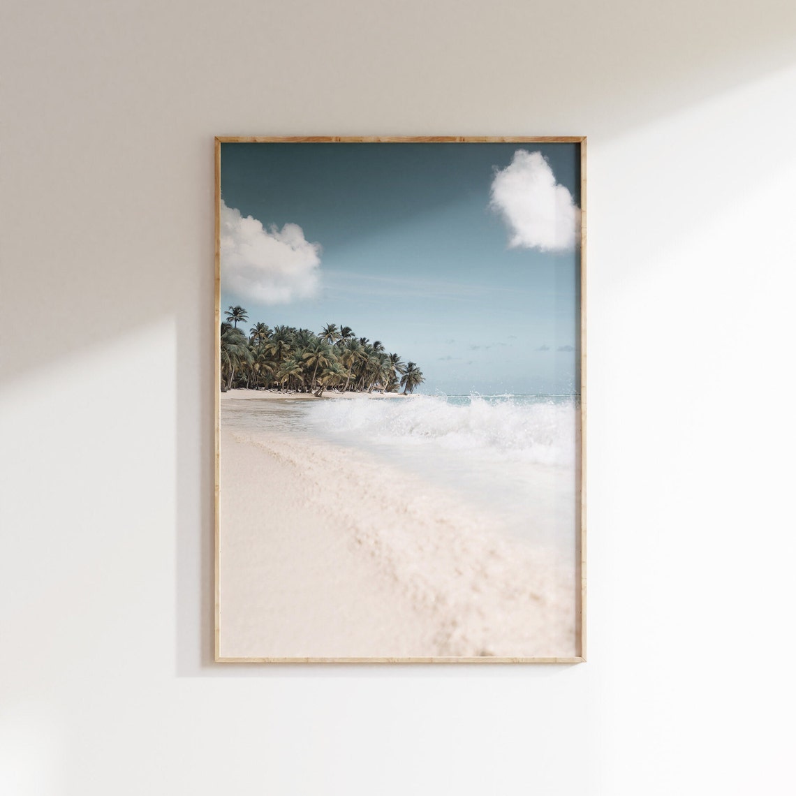 Pastel Tropical Beach Palm Trees White Sand Coastal View Poster
