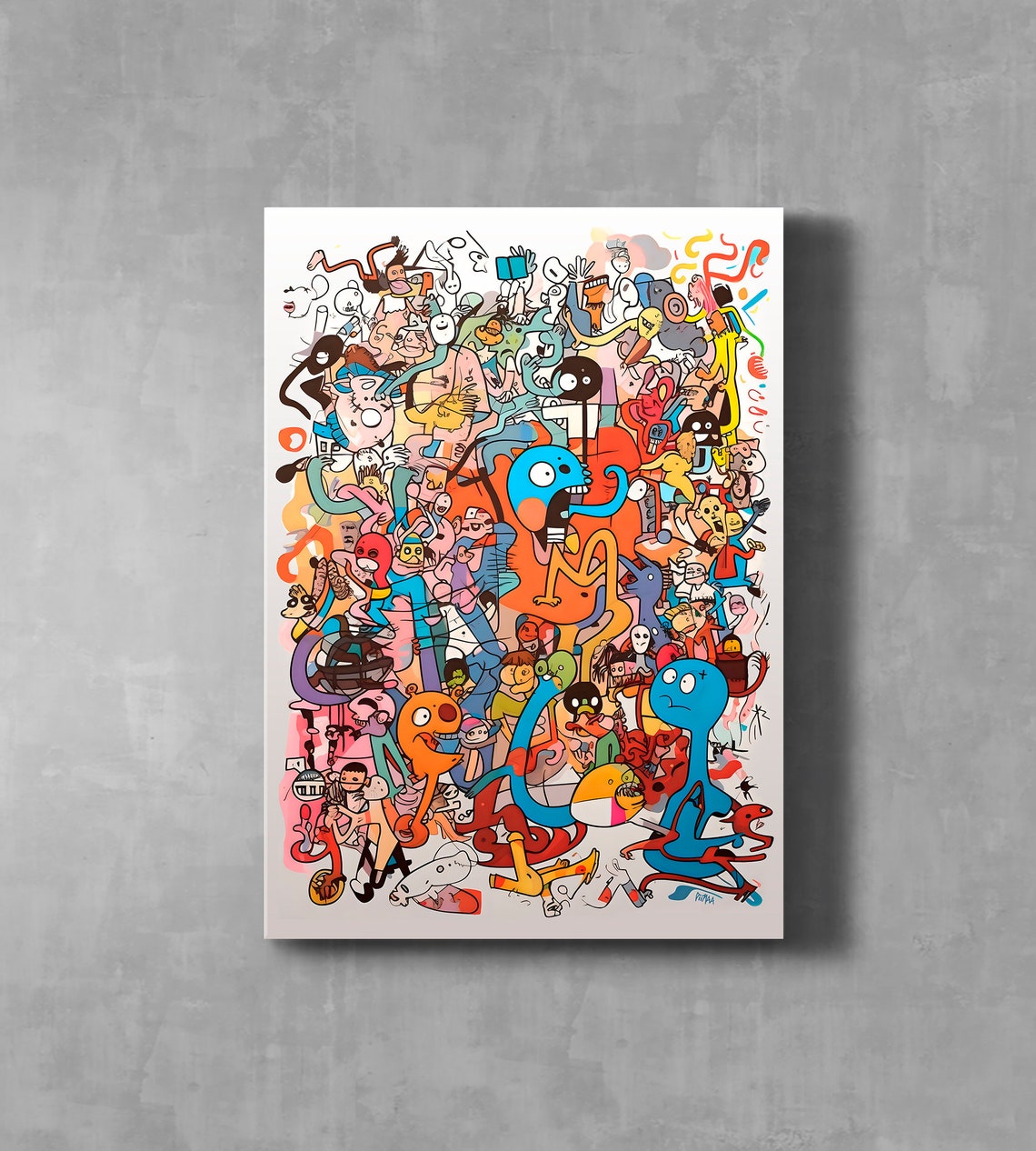 Colorful Cartoon Doodle Monster Collage Fun Street Art Style Poster
