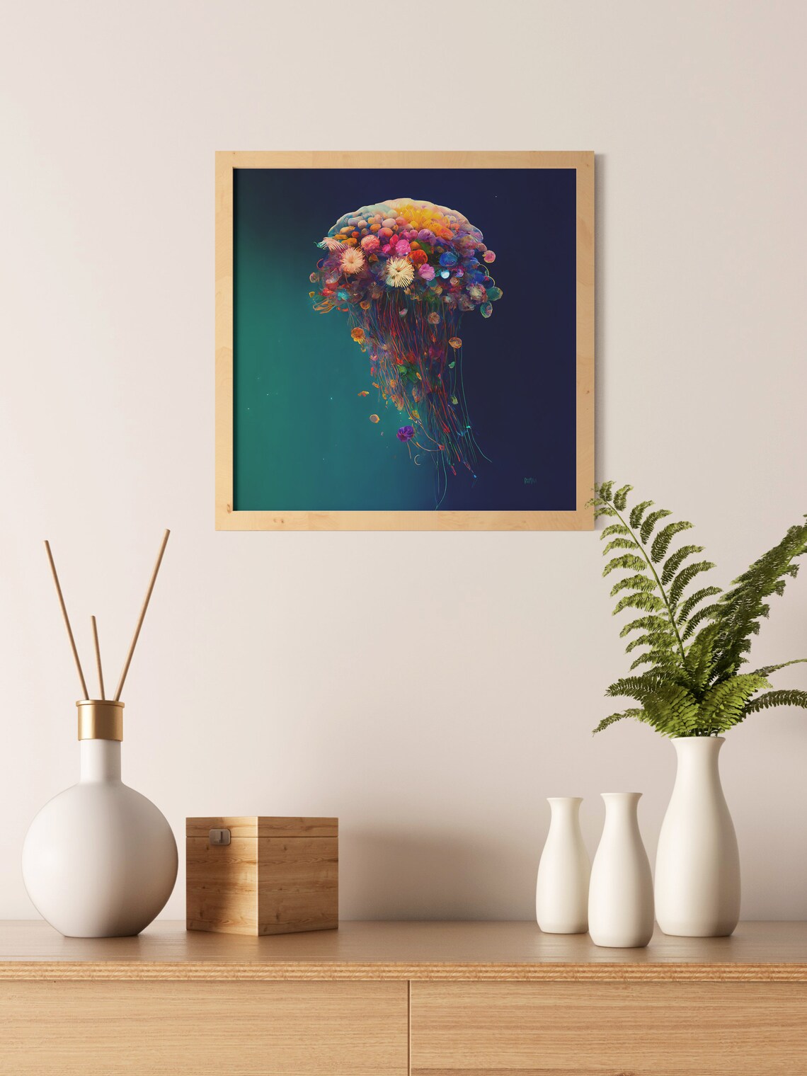 Jellyfish Ocean Life Oil-Style Art Print - Image 6