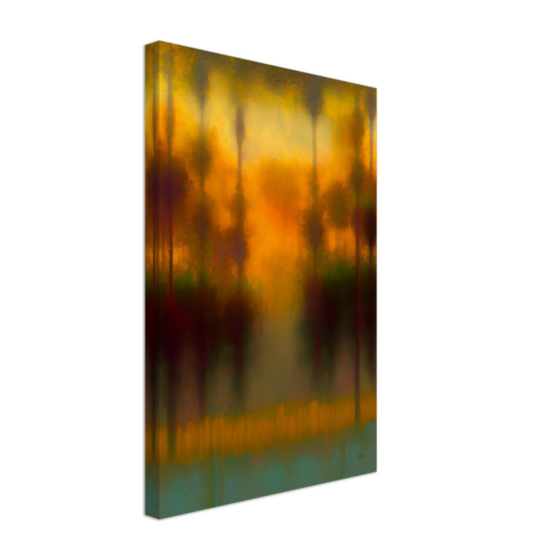 Blurred Forest Sunset Glow Abstract Warm Nature Painting Poster - Image 2