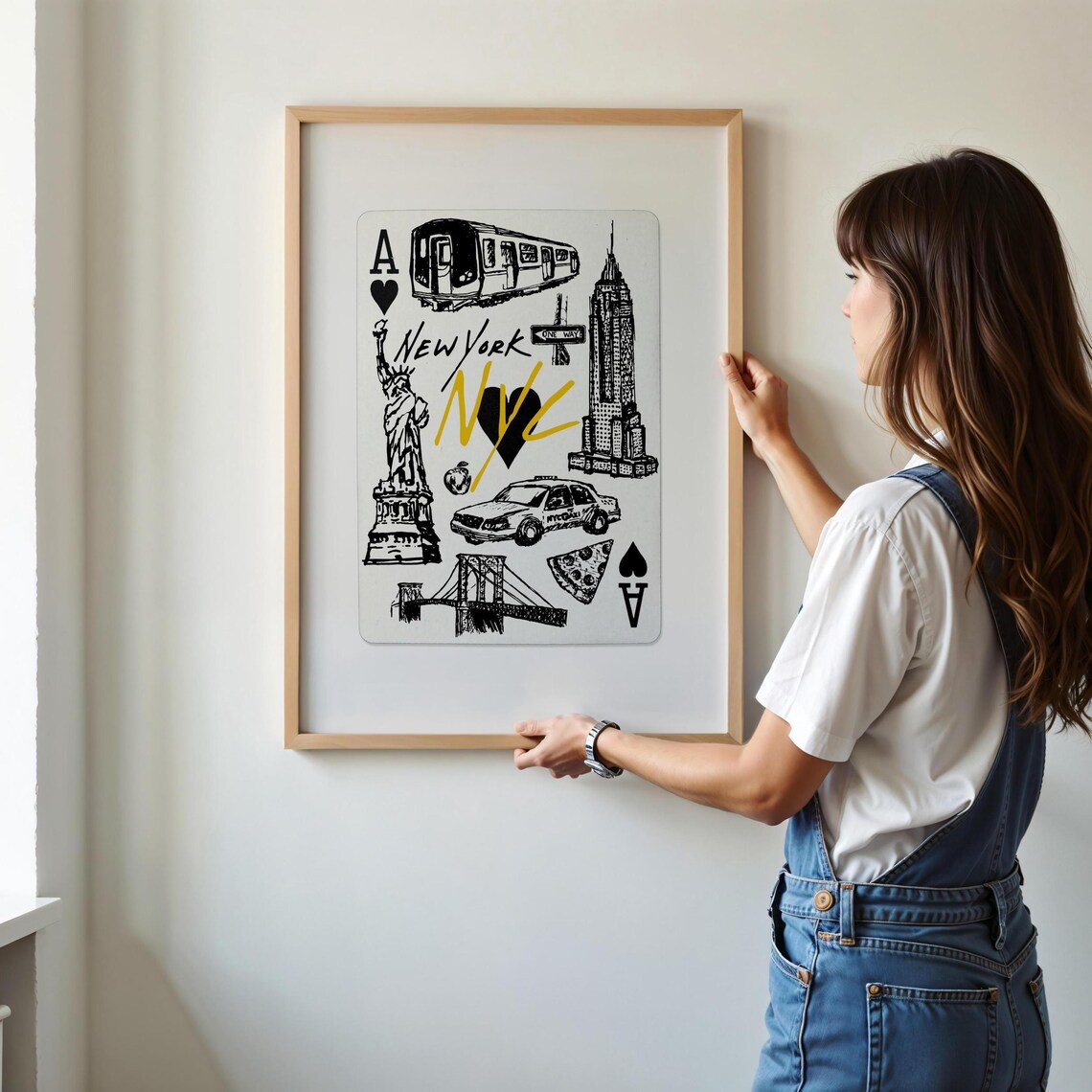 New York City Playing Card Landmarks Subway Taxi NYC Art Poster