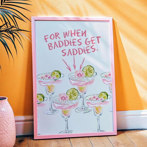 Watercolor Margarita Poster, Bar Cart Cocktail Decor