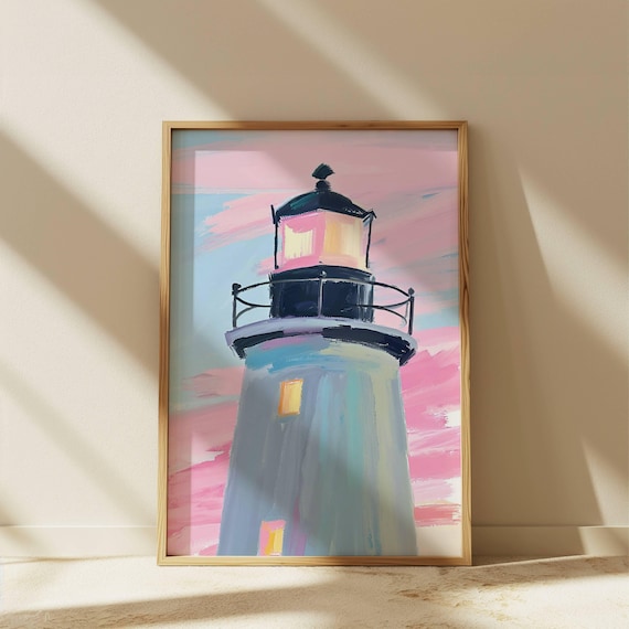 Lighthouse Coastal Art, Nautical Rustic Decor