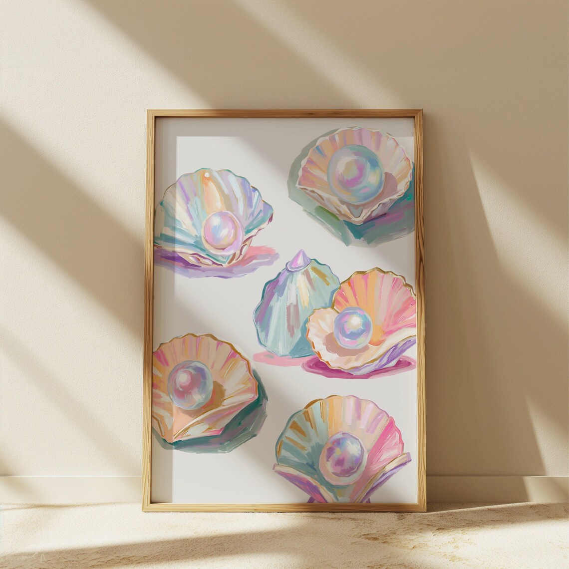Pastel Pearls Abstract Coastal Oyster Art Print