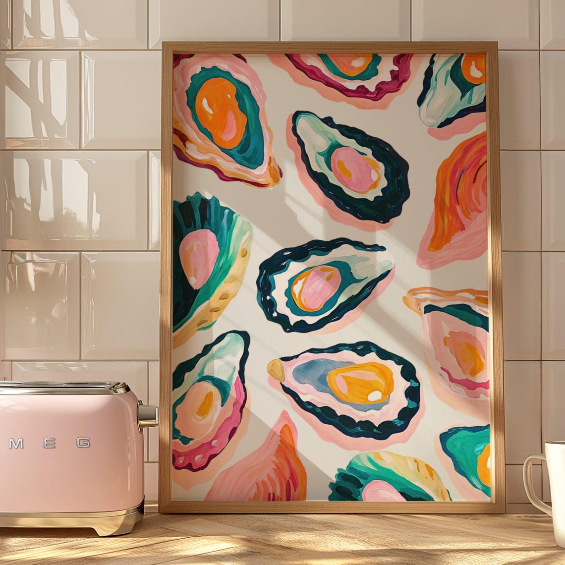 Colorful Coastal Oyster Shell Art Print