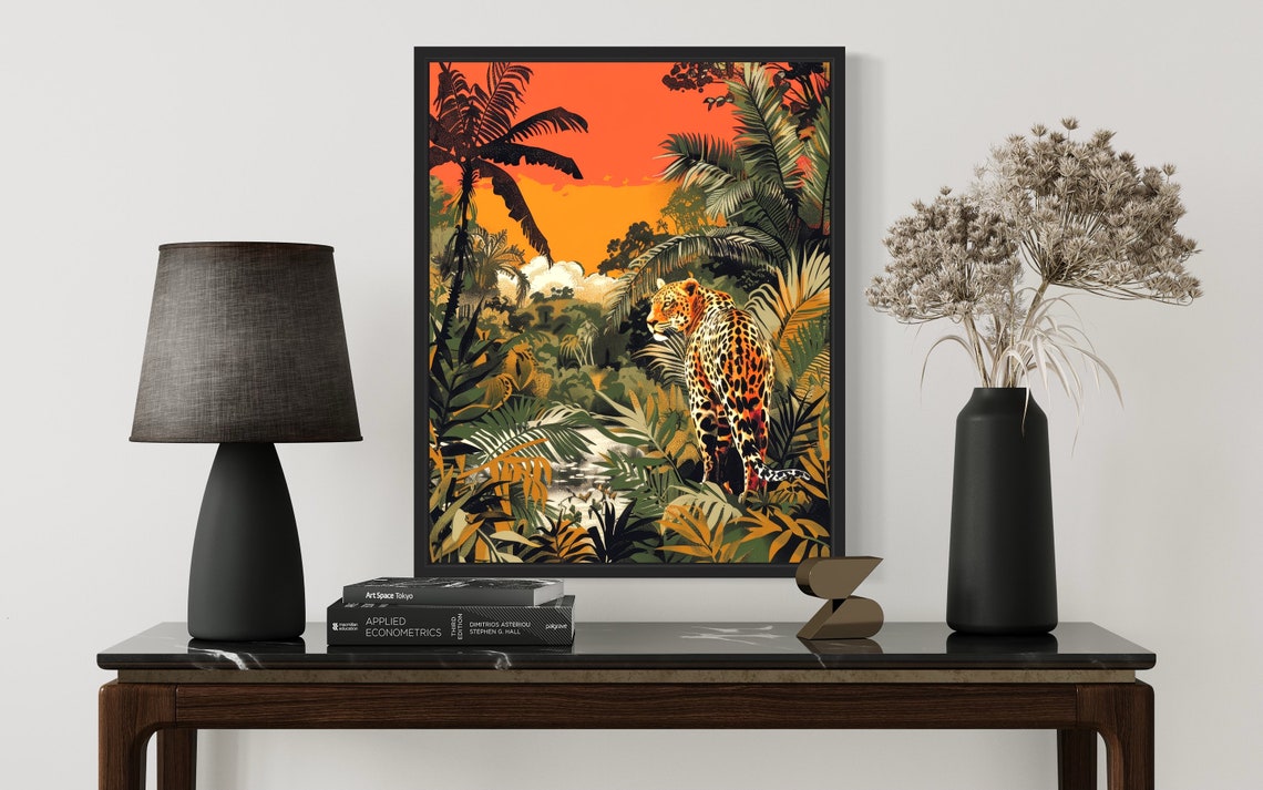 Leopard Stalking Through Lush Tropical Jungle At Dusk Poster - Image 2